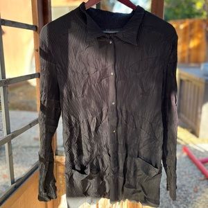 BABETTE sf textured black crinkle button down shirt